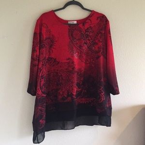 Red & black paisley tunic